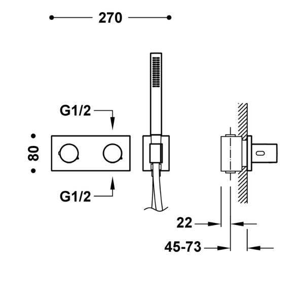 Grifo Termostático Empotrado B‑SYSTEM 2 Vías - A PLUS RENOVABLES