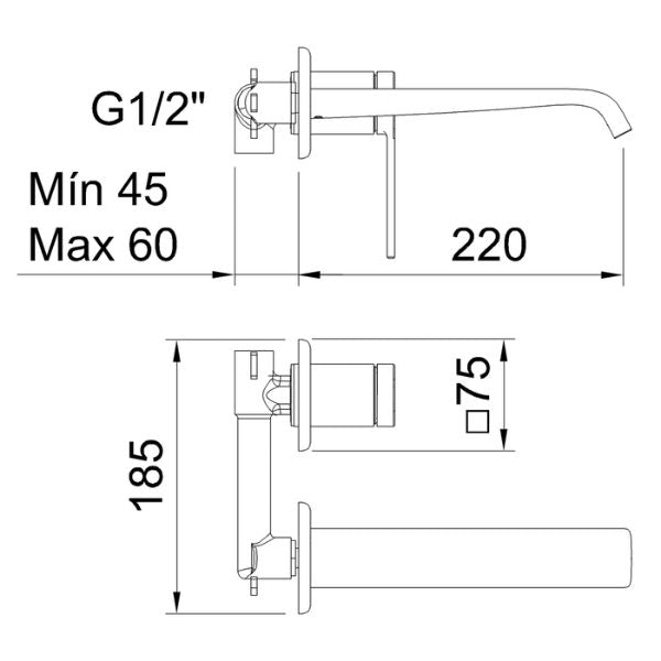 Grifo de Lavabo Monomando Empotrado Velvet I - A PLUS RENOVABLES