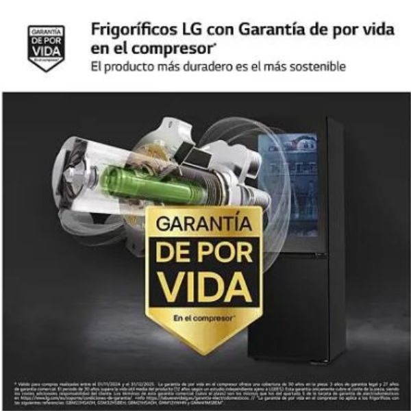 Frigorífico Combi LG GBG5160CEV Instaview DoorCooling+ Negro Grafito 1,86 m A Plus Rehabilitación Energética SL