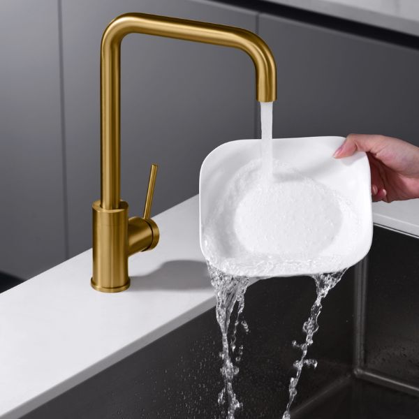 Grifería de Cocina Monomando SERIE LOIRA ORO CEPILLADO - A PLUS RENOVABLES