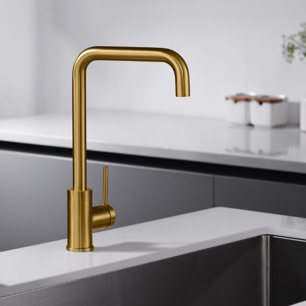Grifería de Cocina Monomando SERIE LOIRA ORO CEPILLADO - A PLUS RENOVABLES