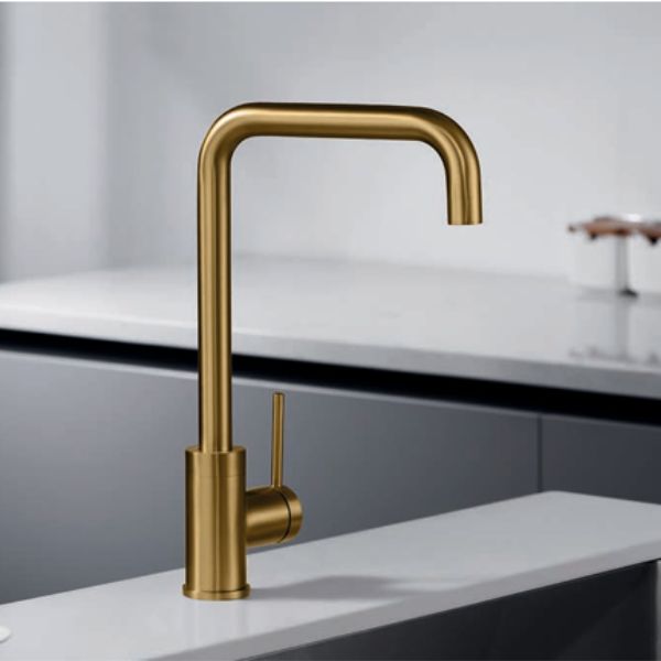 Grifería de Cocina Monomando SERIE LOIRA ORO CEPILLADO - A PLUS RENOVABLES