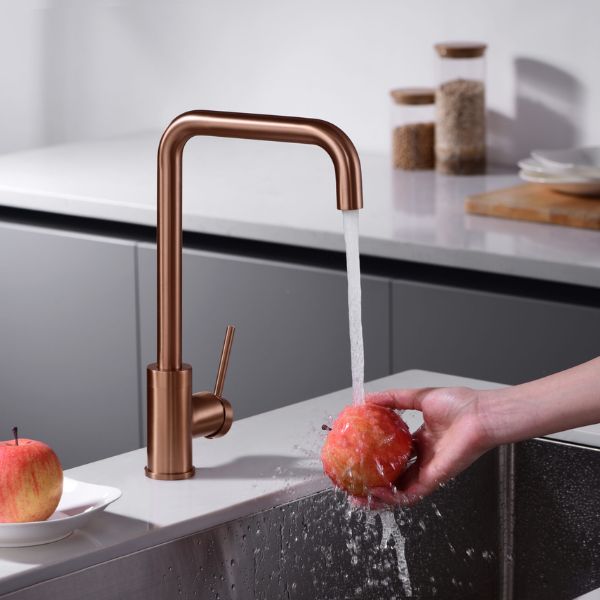 Grifería de Cocina Monomando SERIE LOIRA ORO ROSA CEPILLADO - A PLUS RENOVABLES