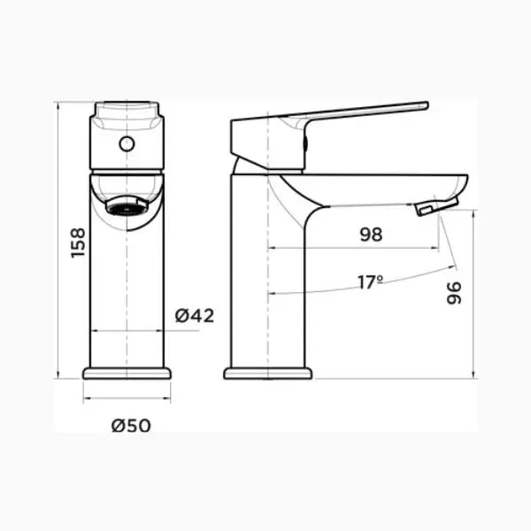 Grifo de Lavabo Stillo Cronos Cold Open Cromo y Negro Mate Stillo