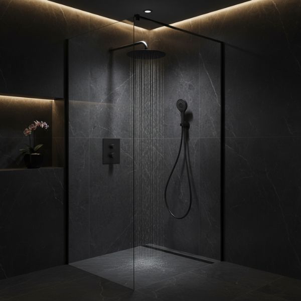 Sistema de Ducha Termostático Empotrado Clever UP! Urban Negro Mate - A PLUS RENOVABLES