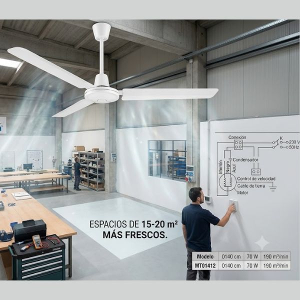 Ventilador de Techo Profesional MERCAFAN INDUSTRIAL - Selección por Tamaño A Plus Rehabilitación Energética SL